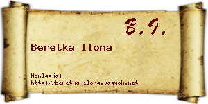 Beretka Ilona névjegykártya
